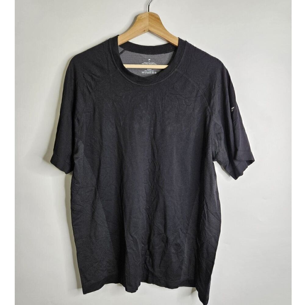 Fabletics Shirt Mens XL Black Performance Short Sleeve Activewear Running Gym